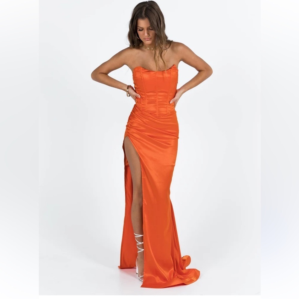 NWT Princess Polly Tyree Strapless Maxi Dress Orange size 8